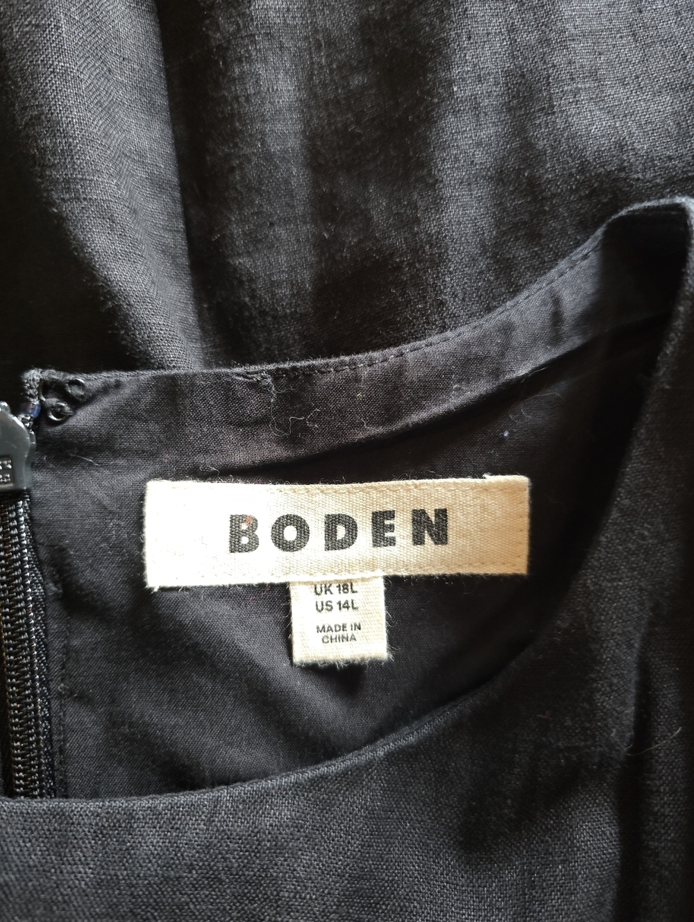 Boden Carla 100% Linen Knee Length Fit & Flare Dress Black Size 14L - Picture 5 of 6